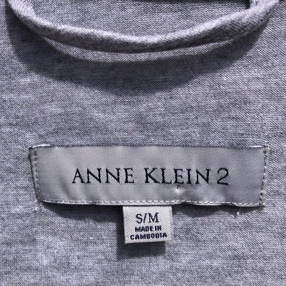 Anne Klein 2 open front cardigan women S gray lace trim kimono lounge casual - Picture 7 of 9